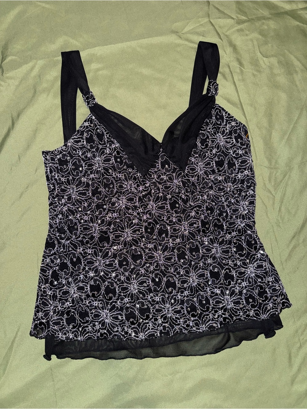 JTB Black Intricate-Overlay Camisole Fairy Top